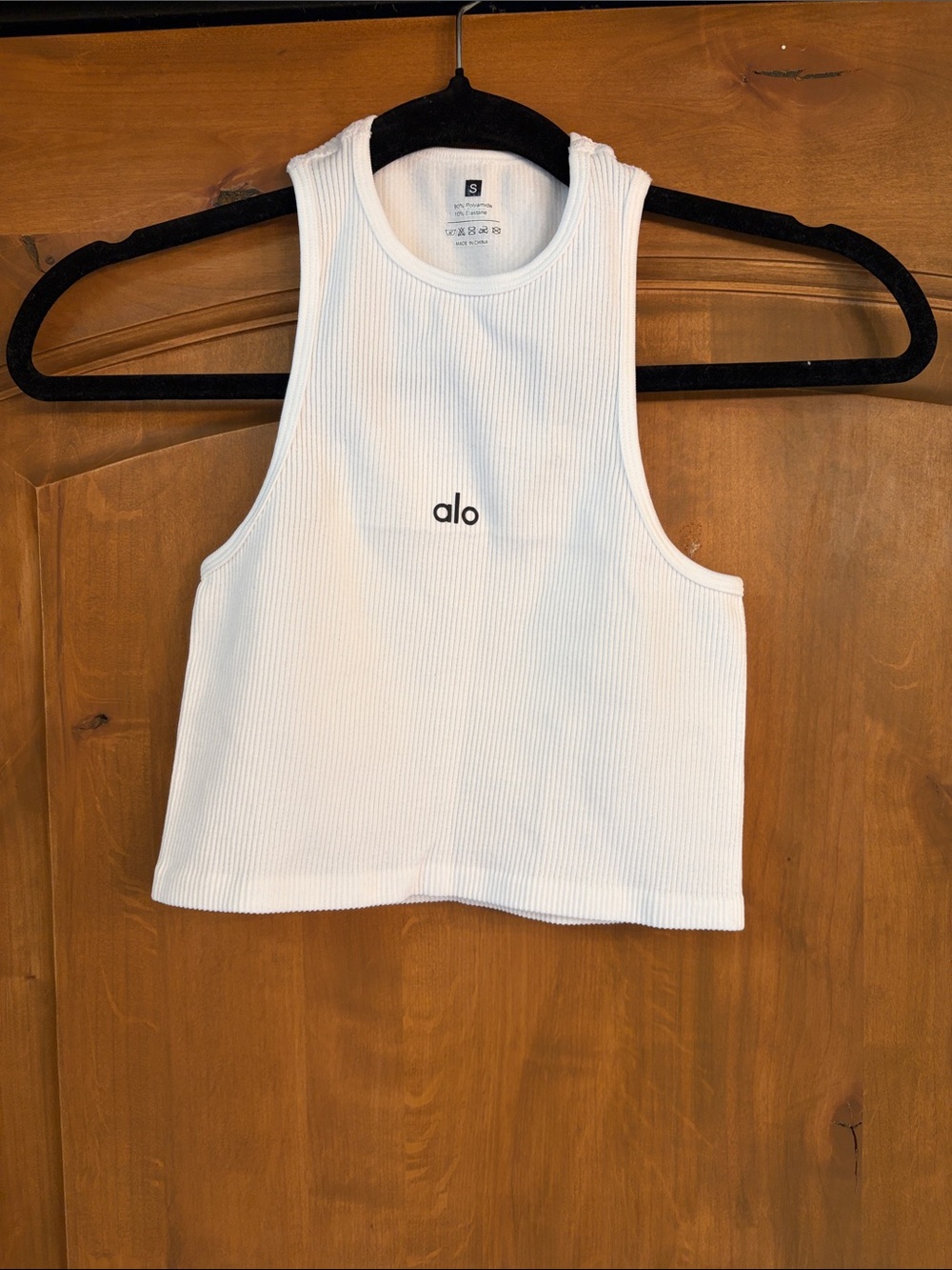 ALO Yoga White Ribbed Cropped Tank
